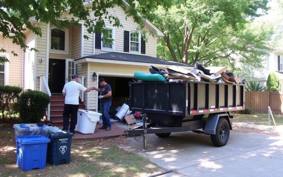 Atlanta REO trash-out with cleanout crew and dump trailer